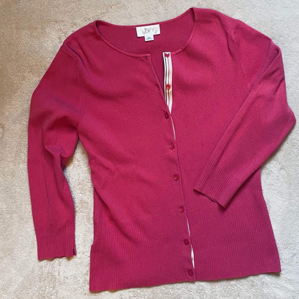 Fuchsia Ann Taylor LOFT Cardigan
